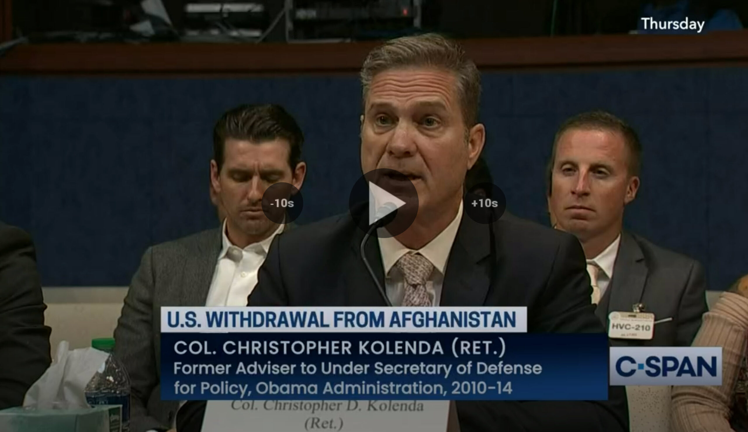 Chris Kolenda testifies before Congress about withdrawal from Afghanistan